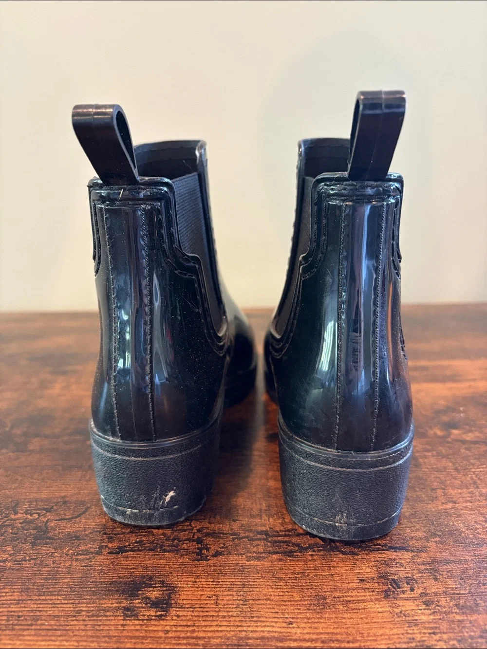 Lucky Brand Black Glossy Chelsea Rain Boots Size 8‎